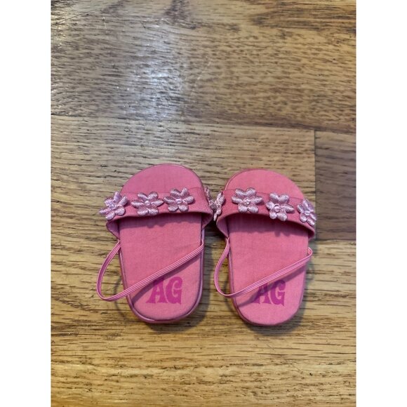 American Girl Doll Pink Sandals With Floral Embellishments - Picture 2 of 3
